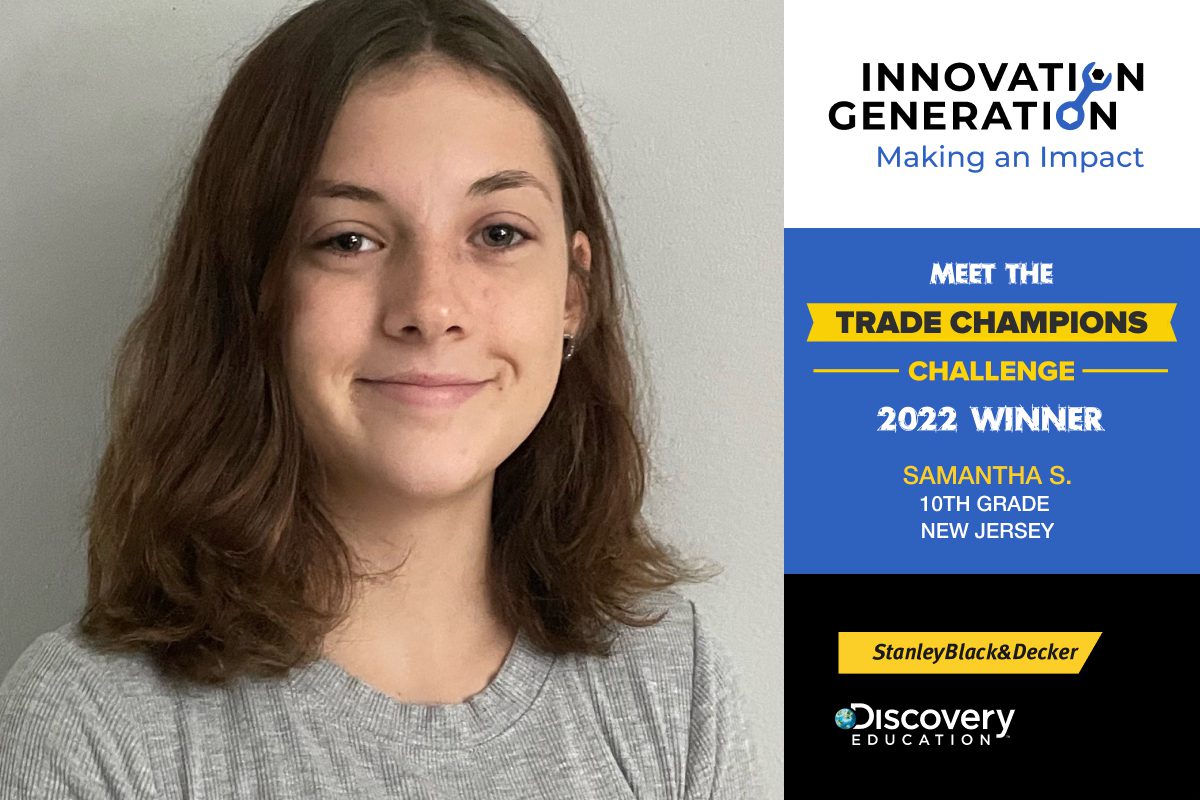 Student from New Jersey Receives Award for STEAM Sustainability Innovation from Stanley Black & Decker and Discovery Education