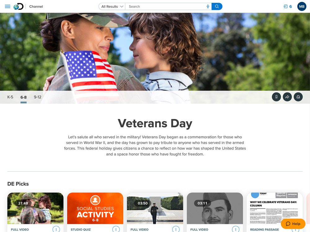 Veteran's Day Channel in Product